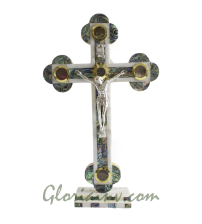 Mother of Pearl Roman Cross with Stand 